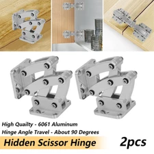 2X Adjustable Heavy Duty Hidden Scissor Hinge Large Aluminum Hardware Mount 90°