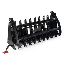 Titan Attachments 84in Clamshell Root Grapple Rake, Universal Skid Steer Mount