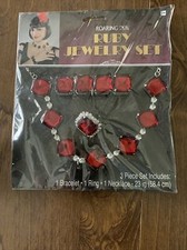 Roaring 20  s Ruby Jewelry Set Halloween Costume Accessories Cosplay Dress Up