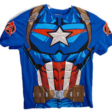 Marvel Captain America Cosplay Men's Graphic Print T-Shirt Costume Halloween Tee