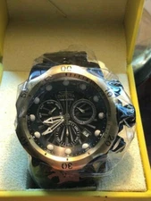 Invicta Watch 23895 VENOM 53mm Quartz Chrono Black Dial Gold Bezel SS NEW
