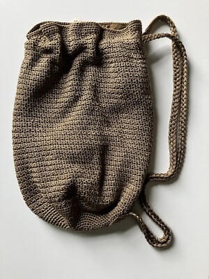 The Sak Boho Chic Crochet Drawstring Backpack Tan Khaki 