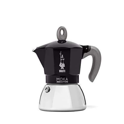Bialetti Caffettiera Moka Induction, 6 Tazze (280 ml), Adatta a Tutti i piani co
