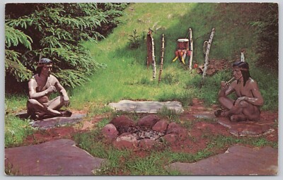 Micmac Indian Village Canada Vintage Postcard First Nations Native Council Place