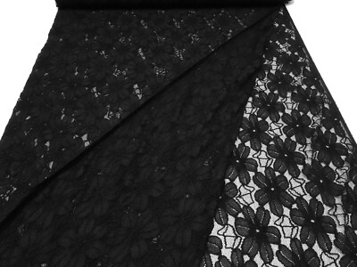 Stoff Spitze Spitzenstoff mit Blumenmuster schwarz Kleiderstoff