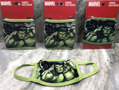 3ea Kids Marvel Incredible Hulk Fabric Face Masks Ages 4 & Up-BRAND NEW-SHIP24HR
