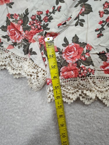 Moda Women 3X Plus Cream Floral Print 100% Rayon Sleeveless Lace Trim Lounge Set - Picture 11 of 20