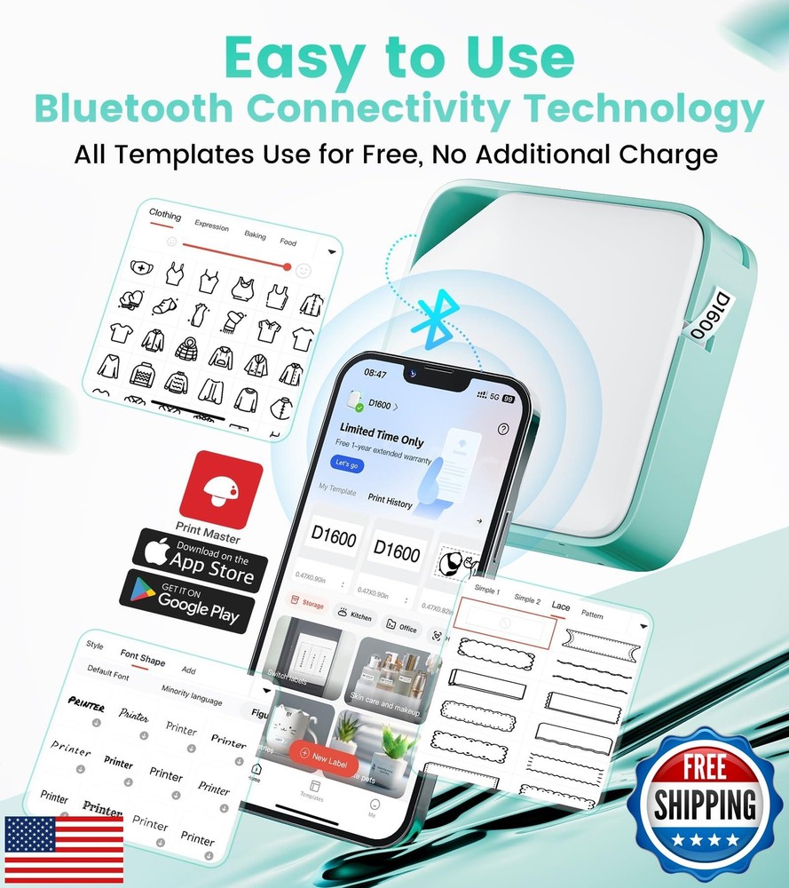 Bluetooth Label Maker Vixic D1600 with Tape - Portable Handheld Labeling Machine Bluetooth Label Maker Vixic D1600 with Tape - Portable Handheld Labeling Machine