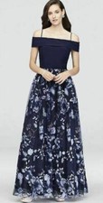 BNWT RRP £250 NIGHTWAY NAVY EMBROIDERED GOWN EVENING LONG PROM DRESS 10-12