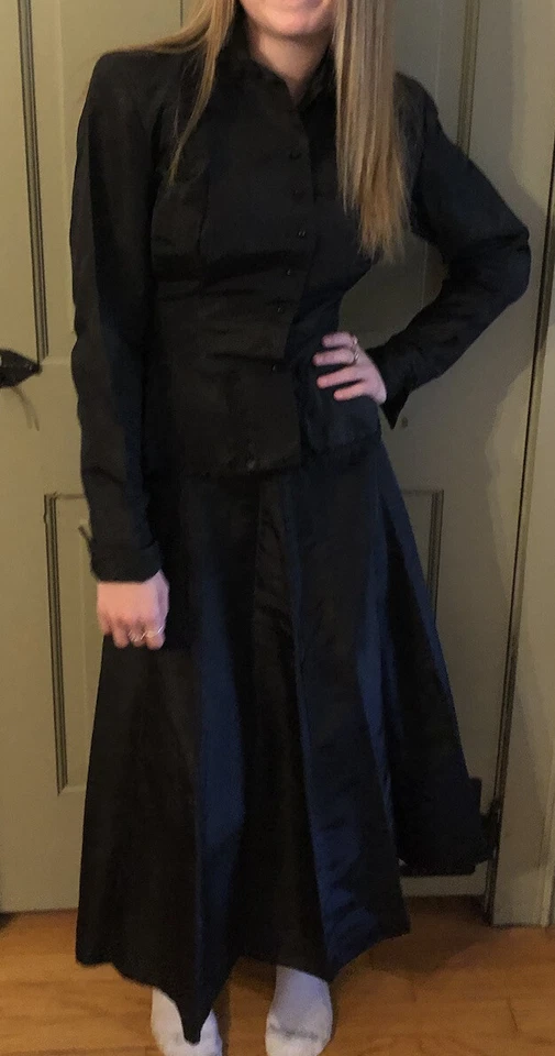 Vestido gótico victoriano negro jonathan logan años 20 vintage pequeño, Halloween Foto 2 de 4