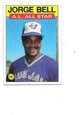 Jorge Bell 1986 Topps A.L. All-Star Baseball Card #718 Toronto Blue jays