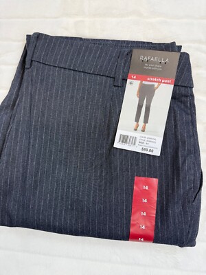 Rafaella Dress Pants Womens 14 Gray Stretch Comfort Ankle Pull On Career Trouser