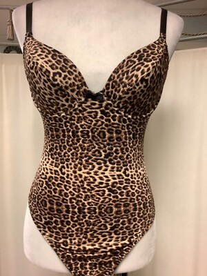 Lormar Spa Multicolored Animal Print Padded Bodysuit 34C Hook and Eye closure 