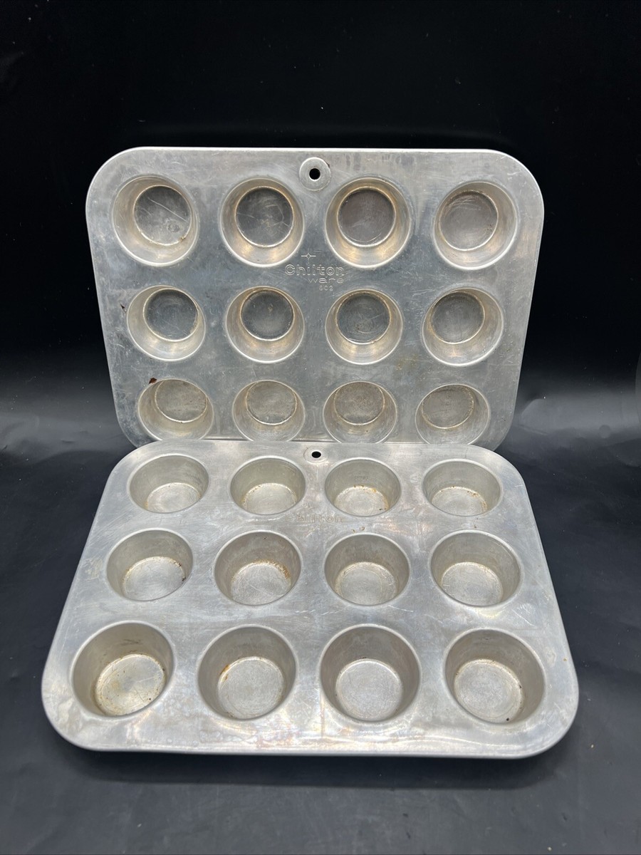 Vintage Chilton Ware #602 Mini Muffin Pan 12 Count Aluminum Set Of