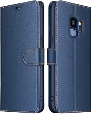 LEYI Hülle für Samsung Galaxy S9 Hochwertiges Leder Flip Wallet Handy Case Cover