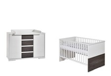 Set Kinderbett 70x140 Wickelkommode Umbauseiten Möbel Babyzimmer Weiß Schardt