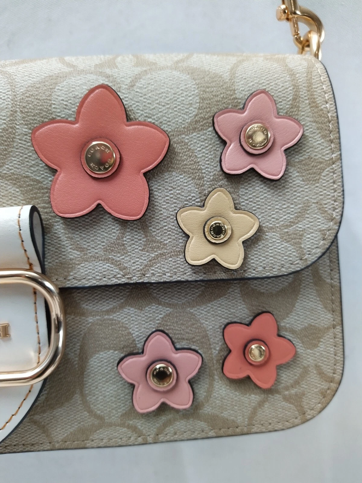 Coach Morgan in tela firmata con applique floreale a tracolla Nuova con etichette $498