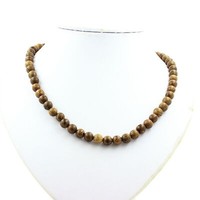 Steine Und Mineralien. Halskette Perlen Holz 8 Mm Kette Aus Edelstahl.