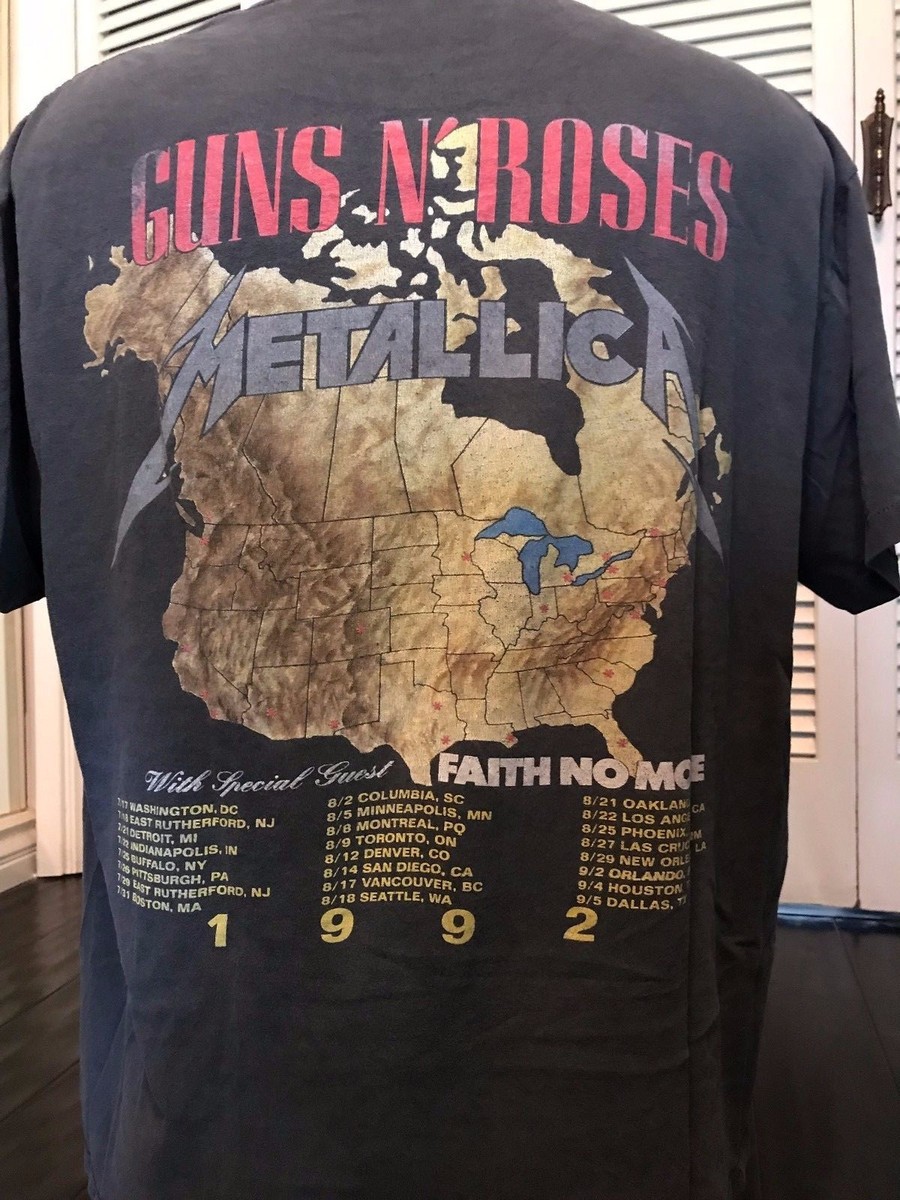 Vintage 1992 Metallica Guns N Roses Faith No More Tour Shirt Size