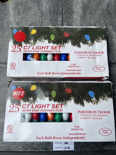(3) RITZ 25 C7 MULTI COLOR CHRISTMAS LIGHT SET End-To-END, NEW/USED, Free S&H. - Picture 12 of 12