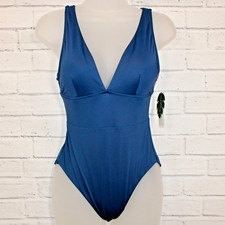 Tommy Bahama Women's Blue Plunge V-Neck One-Piece Swimsuit Size 4 NWT