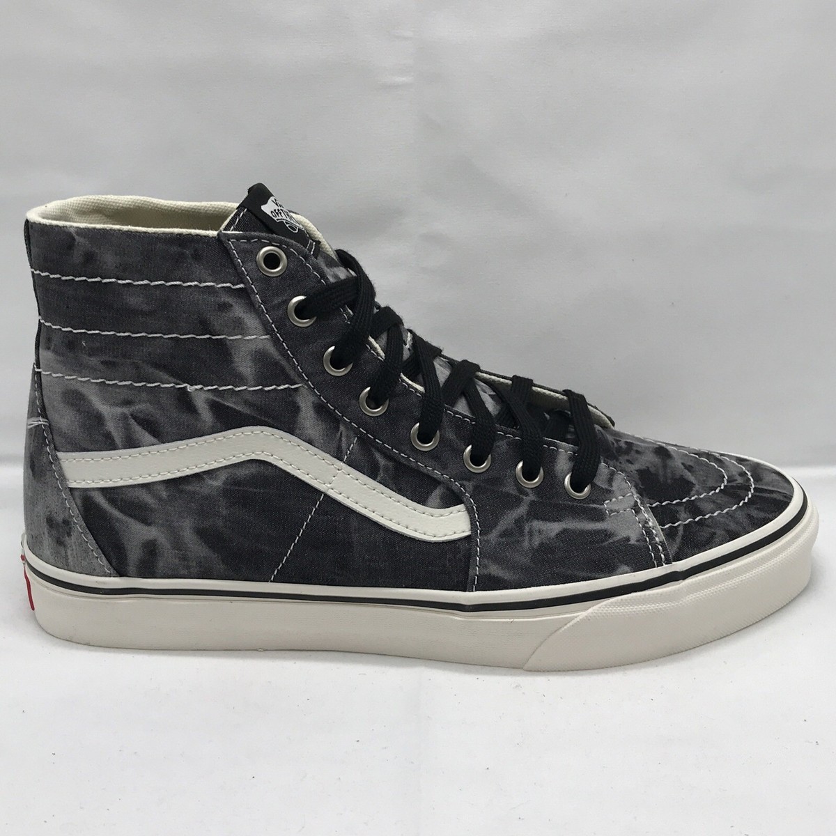 VANS Sk8-Hi Tapered, Mens Size 10.5, Denim Destroy - Black / White 