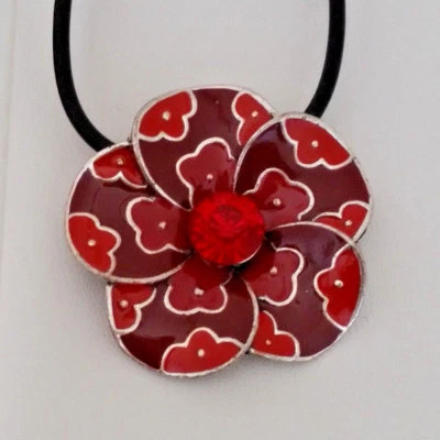 Halskette Anhänger Blume 3,5 cm rot Mode-Stein rot facettiert K 87 - Bild 1 von 4