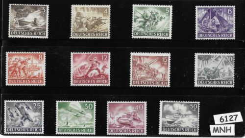 #6127 MNH jeu de timbres B218 - B229 / 1943 ensemble militaire / Troisième Reich / Seconde Guerre mondiale Allemagne - Photo 1 sur 1