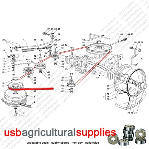 MOUNTFIELD 1430M 1530M GT30M T30M TRANSMISSION DRIVE BELT 135062012/0