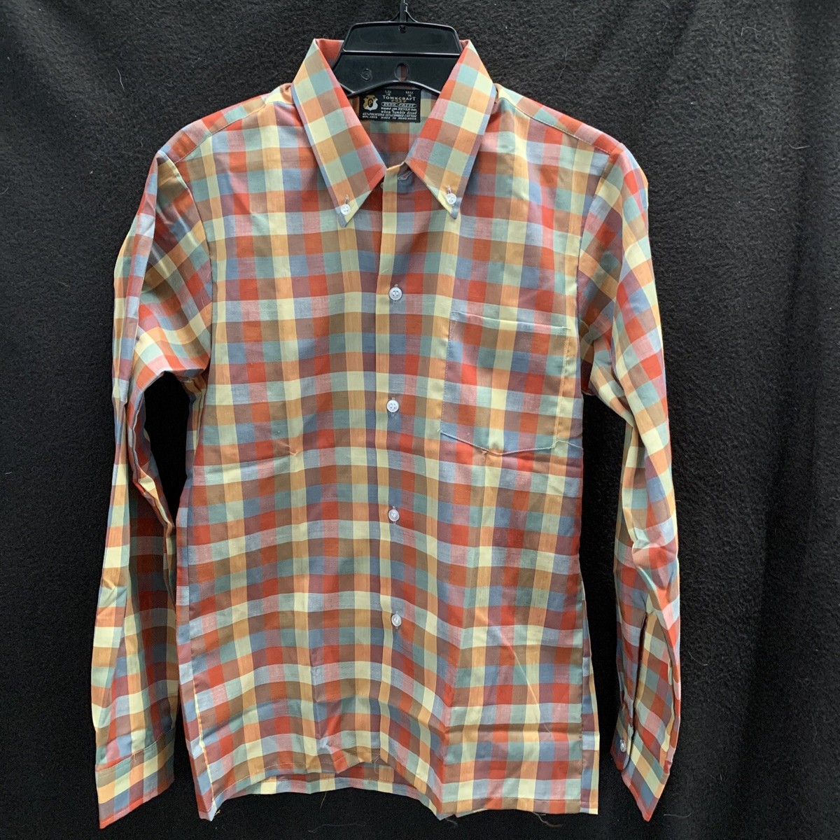 Vtg New 60s NOS Boys Sz 16 Towncraft Plaid Shirt~XS Mens~Womens 