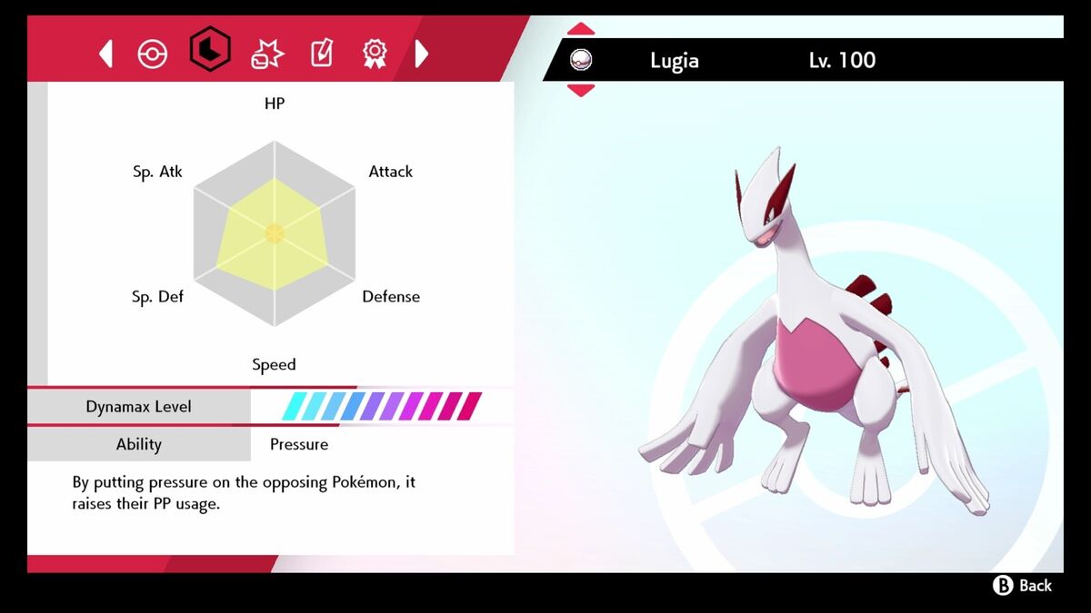 Pokemon Sword and Shield in game Shiny Lugia