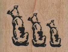 Three Dog Backs 1 x 3/4" Mounted Rubber Stamp, Dog Stamp, Dog Lover