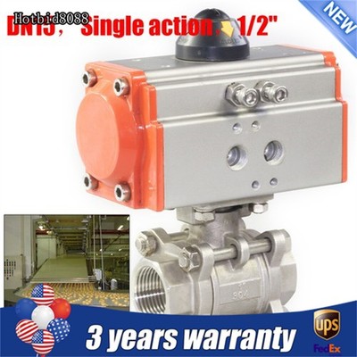 1/2'' Pneumatic Ball Valve Single Acting Air Actuated Actuator Ball Valve 1000PSI