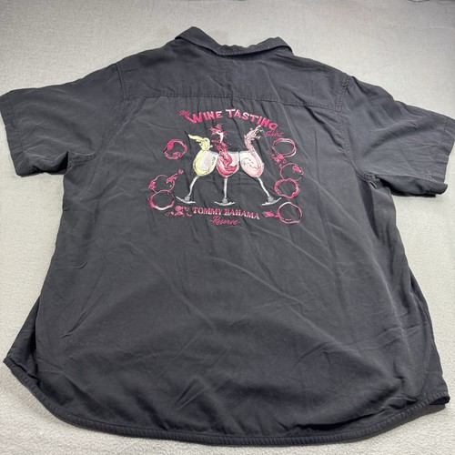 Tommy Bahama Reserve Embroidered “My Wine Tasting Shirt” 100% Silk XXL Black