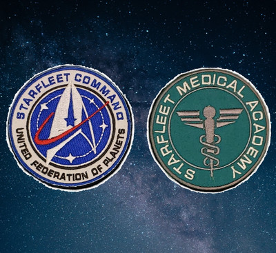 Space Fleet Command Patch YOU PICK Medical Officer Sci-Fi Hook Loop Embroidered