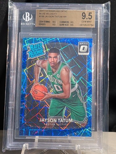 2017-18 Panini Donruss Optic Jayson Tatum Blue Velocity RC #198 BGS 9.5 TRUE GEM