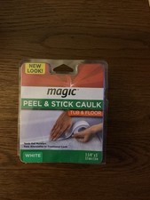 Magic Peel  Stick Caulk Tub  Floor WHITE 1-1/4" x 5' Bathtub Shower Water Seal