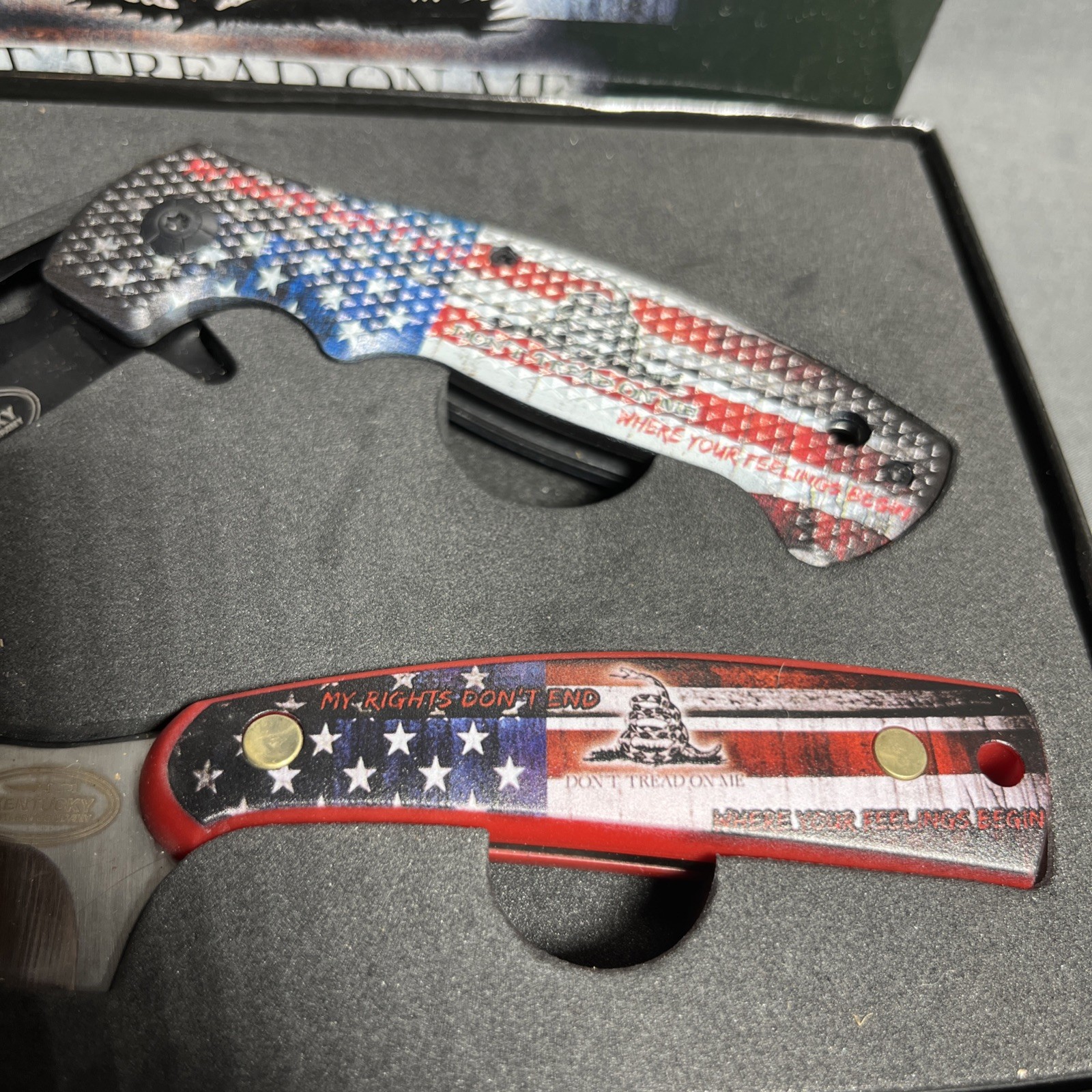 Kentucky Cutlery Company Fixed Blade & Pocket Knife Set Don’t Tread On Me