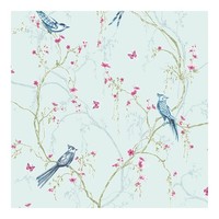 Superfresco Easy Songbird Wallpaper Duck Egg Tree Silhouette Butterfly