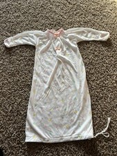 Vintage Carter  s white baby gown with pastel floral and heart patterns One size