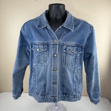 Vintage 1980s Bill Blass Denim Trucker Jacket Blue Jean Distressed Mens M Unisex