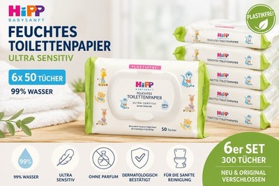 HiPP Babysanft Feuchtes Toilettenpapier Ultra Sensitive parfümfrei 6x50
