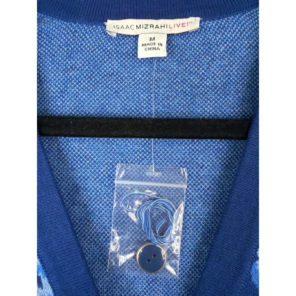 NUEVO SIN ETIQUETAS ISAAC MIZRAHI LIVE Leopardo Ombre Azul Cárdigan Suéter Para Mujer Talla M Foto 3 de 4