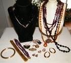 Atq/Vtg 15Pc FASHION JEWELRY LOT Garnet & Glass Beads~Coro~Carolee~JILCO~Italy — photo 2