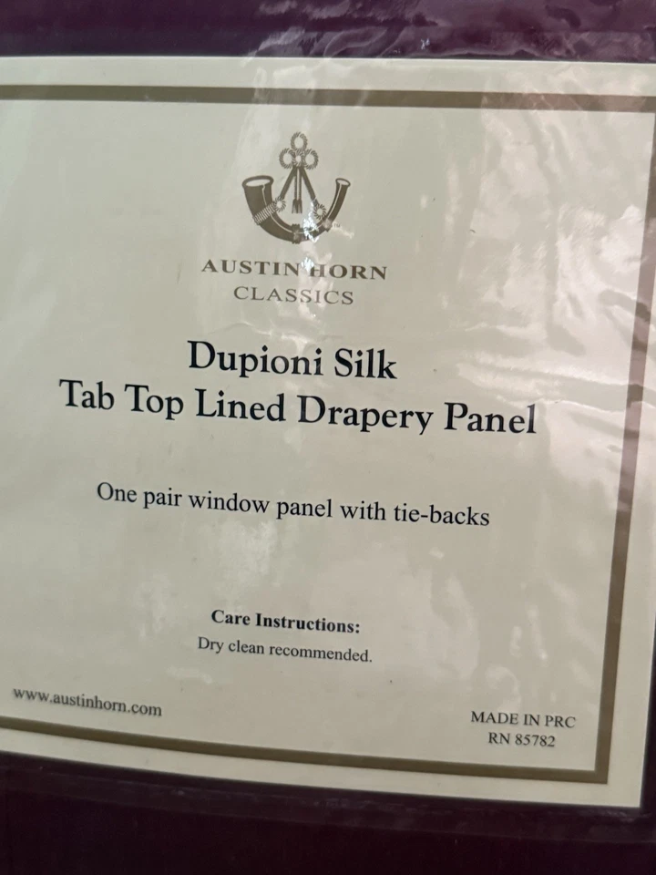 AUSTIN HORN DUPIONI 100% SILK BURGUNDY LINED TAB TOP PANELS CURTAINS 100X84” - Image 2 of 4