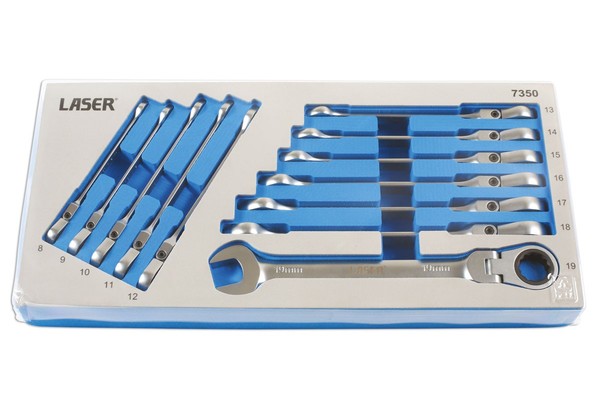 Laser Werkzeuge Flexi-Kopf Ratschen-RingschlüSsel Set 7350-image