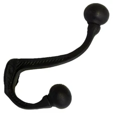 Pair Wall Mount Hooks in Black with Ball Ends Antique Style -SALE PRICED