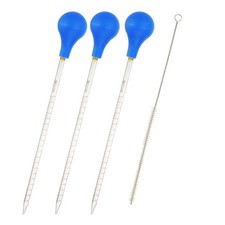 3 Pcs 20ml Borosilicate Glass Graduated Dropper Pipettes Kit with Brush, Clear