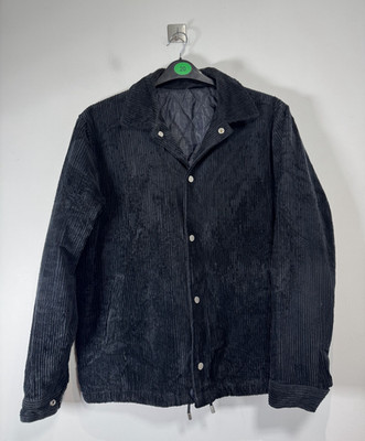 Zara Cord Jacke Herren Medium schwarz gesteppt gefüttert Druckknopf Overshirt