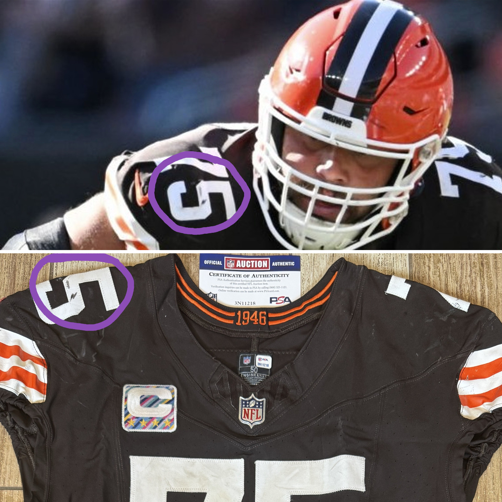 Joel Bitonio GAME WORN 10/27/24💪PHOTO MATCHED📸Cleveland Browns Nike NFL Jersey view 4